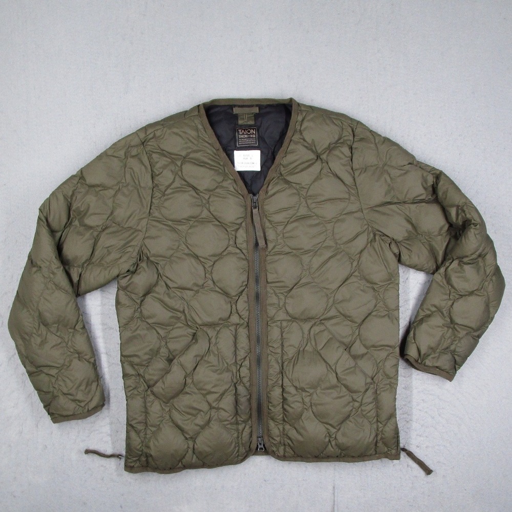 TAION V Neck Zip Jacket Mens Large Green Onion Quilted Down Puffer 101ALSZML-1